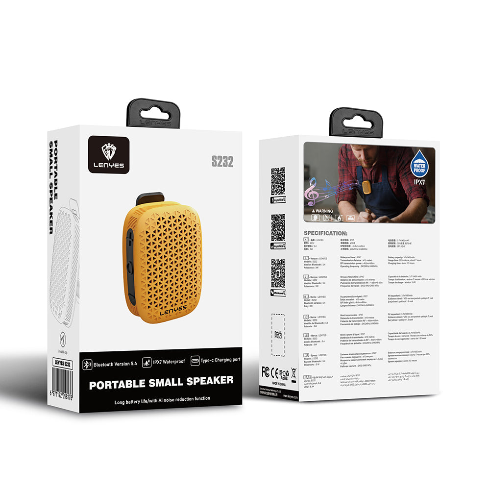 Lenyes S232 TWS Mandallı Bluetooth Speaker Hoparlör v5.4 Beyaz
