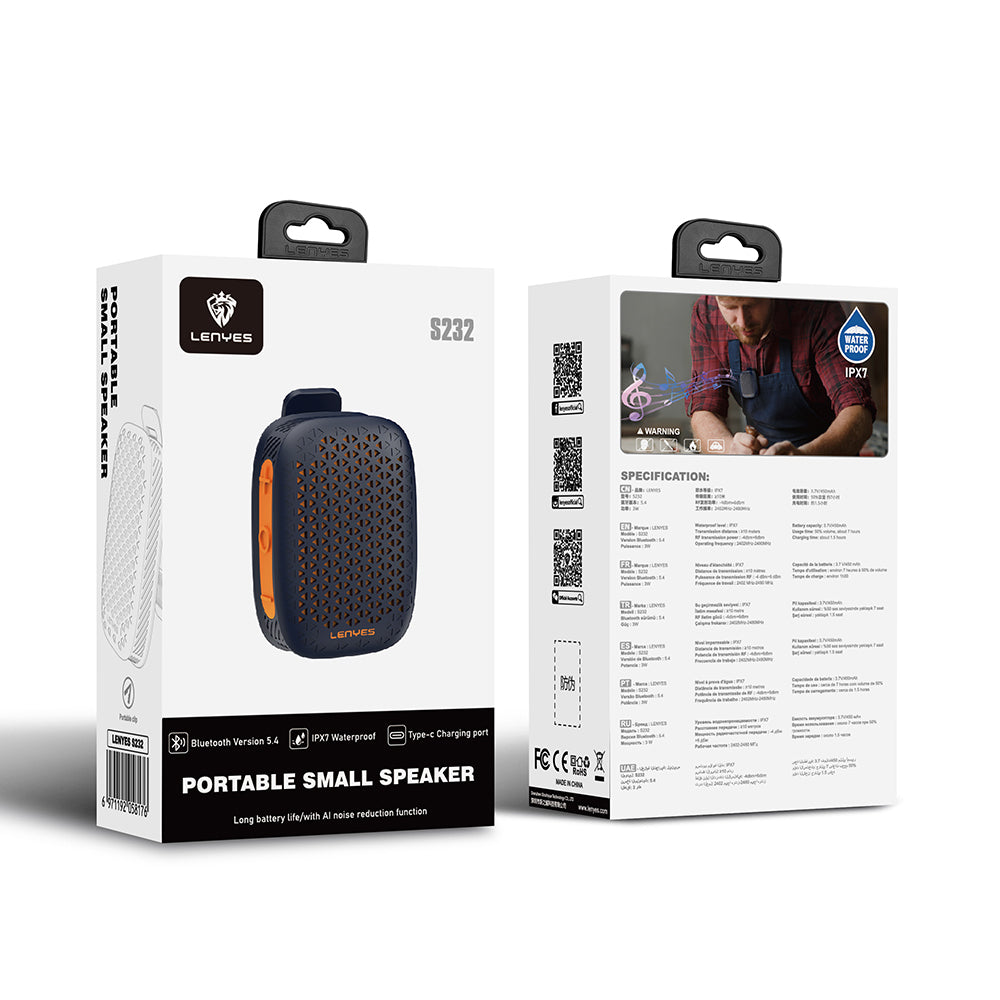 Lenyes S232 TWS Mandallı Bluetooth Speaker Hoparlör v5.4 Siyah