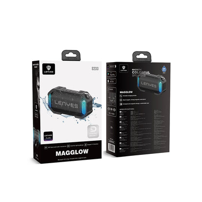 Lenyes S233 Ritme Duyarlı RGB Işıklı Taşınabilir Su Geçirmez TWS Bluetooth Hoparlör Siyah