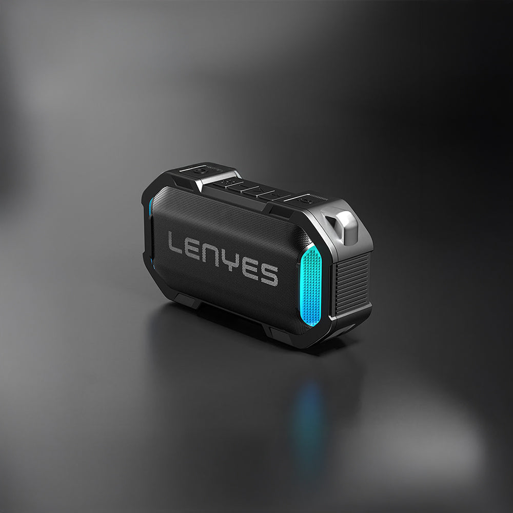 Lenyes S233 Ritme Duyarlı RGB Işıklı Taşınabilir Su Geçirmez TWS Bluetooth Hoparlör Siyah