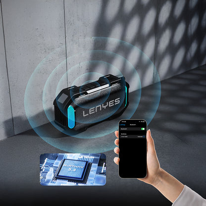 Lenyes S233 Ritme Duyarlı RGB Işıklı Taşınabilir Su Geçirmez TWS Bluetooth Hoparlör Siyah