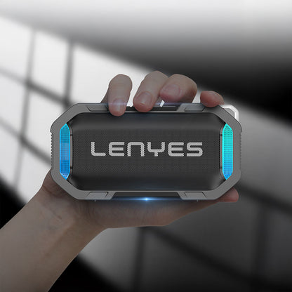 Lenyes S233 Ritme Duyarlı RGB Işıklı Taşınabilir Su Geçirmez TWS Bluetooth Hoparlör Siyah