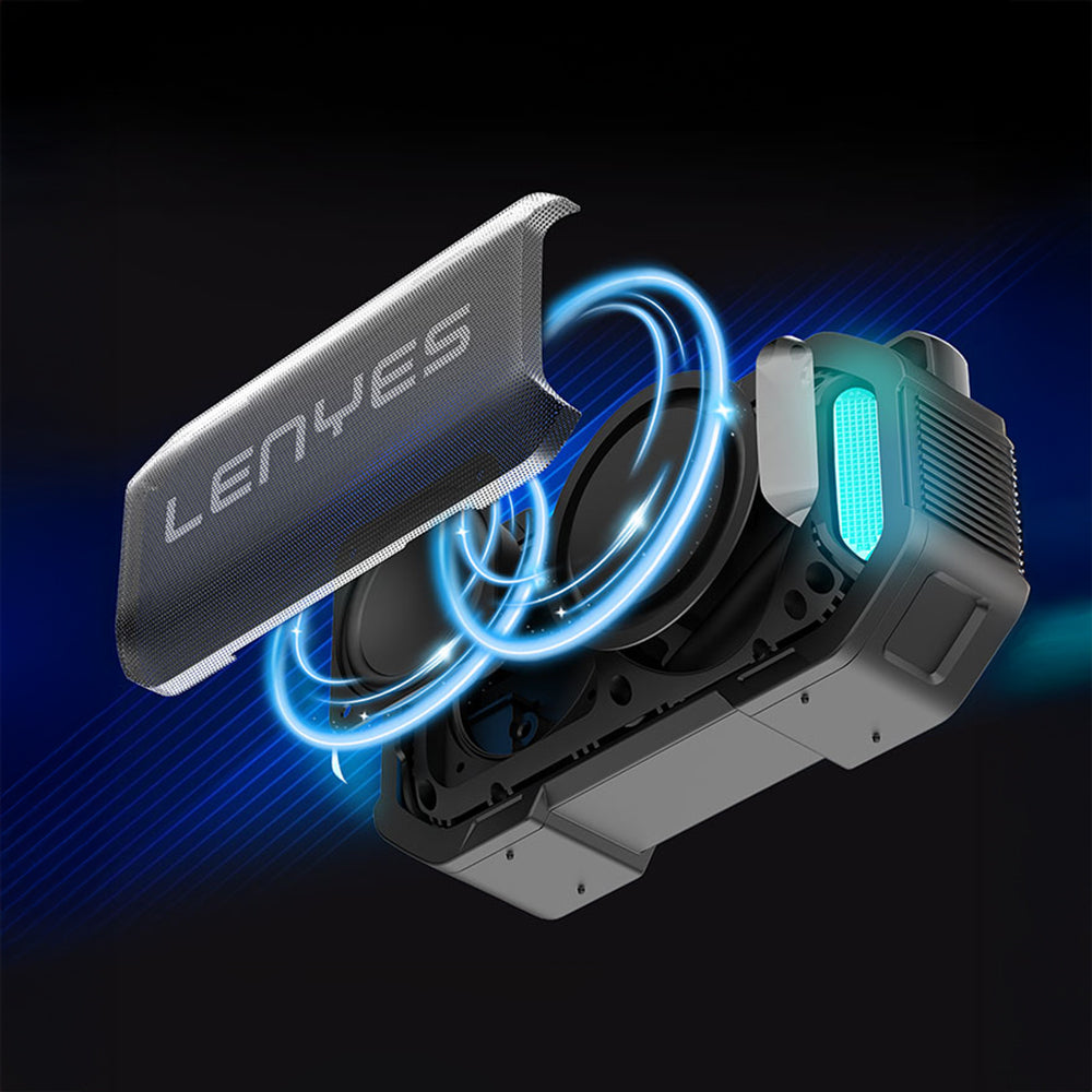 Lenyes S233 Ritme Duyarlı RGB Işıklı Taşınabilir Su Geçirmez TWS Bluetooth Hoparlör Siyah