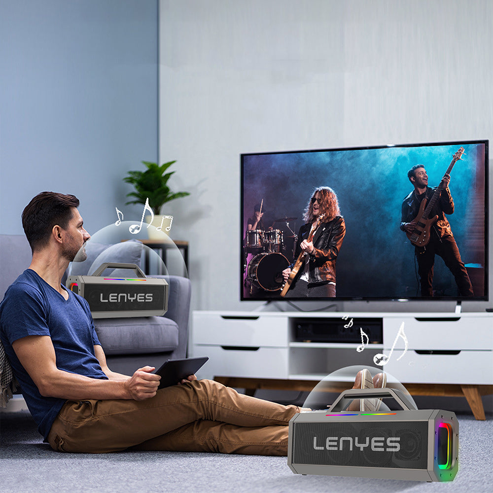 Lenyes S833 RGB Led Işıklı Bluetooth Speaker Hoparlör ve Karaoke Bluetooth Mikrofon v5.0 Siyah