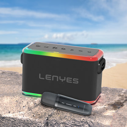 Lenyes S834 RGB Led Işıklı Bluetooth Speaker Hoparlör ve Karaoke Bluetooth Mikrofon Siyah