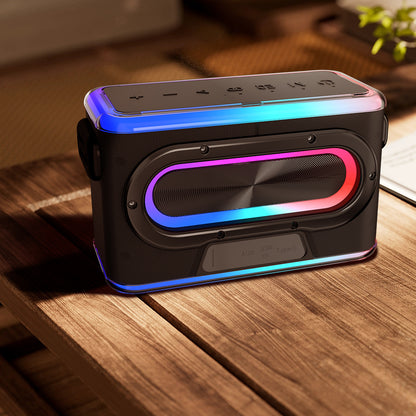 Lenyes S834 RGB Led Işıklı Bluetooth Speaker Hoparlör ve Karaoke Bluetooth Mikrofon Siyah