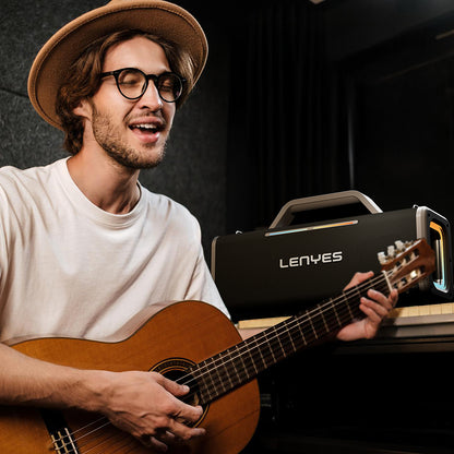 Lenyes S838 RGB Işıklı Taşınabilir Çift Mikrofonlu TWS Bluetooth Speaker Hoparlör v5.0 Siyah