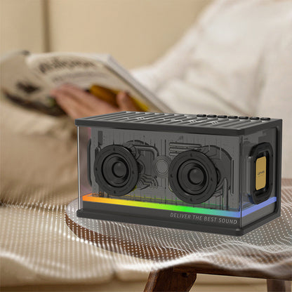 Lenyes S839 RGB Işıklı Taşınabilir TWS Bluetooth Hoparlör v5.2 Siyah