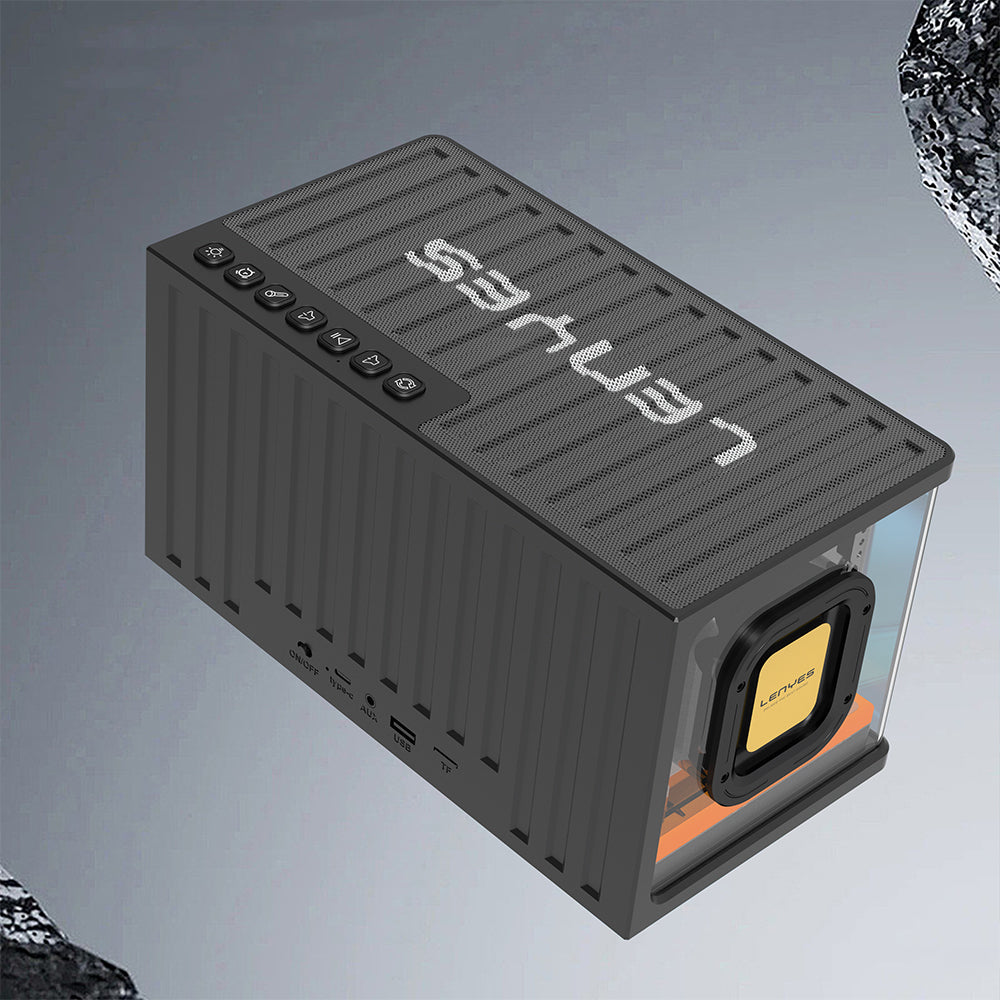 Lenyes S839 RGB Işıklı Taşınabilir TWS Bluetooth Hoparlör v5.2 Siyah