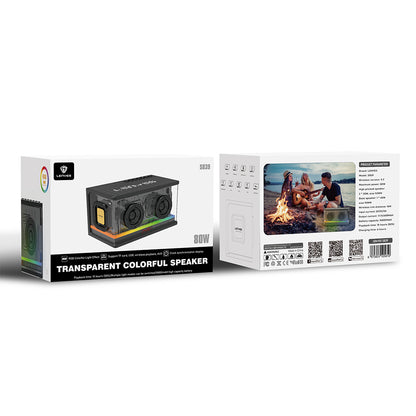 Lenyes S839 RGB Işıklı Taşınabilir TWS Bluetooth Hoparlör v5.2 Siyah