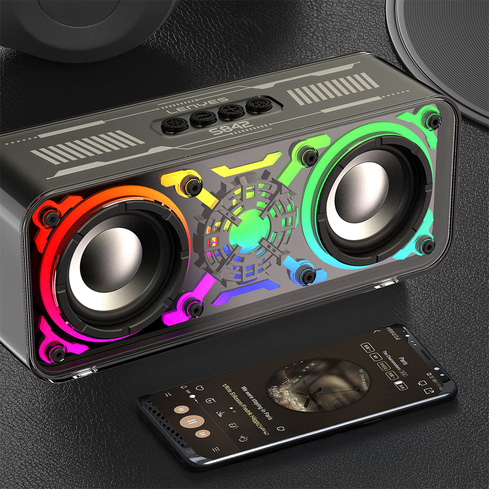 Lenyes S842 RGB Led Işıklı TWS Bluetooth Hoparlör v5.3 18W Siyah