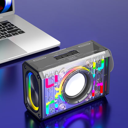 Lenyes S843 RGB Led Işıklı Taşınabilir TWS Bluetooth Hoparlör v5.3 20W Siyah