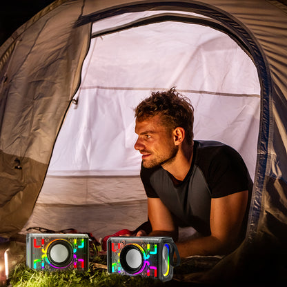 Lenyes S843 RGB Led Işıklı Taşınabilir TWS Bluetooth Hoparlör v5.3 20W Siyah