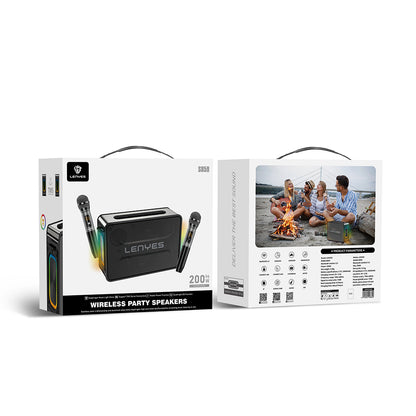 Lenyes S859 RGB Işıklı Çift Mikrofonlu TWS Bluetooth Speaker Hoparlör v5.3 Siyah