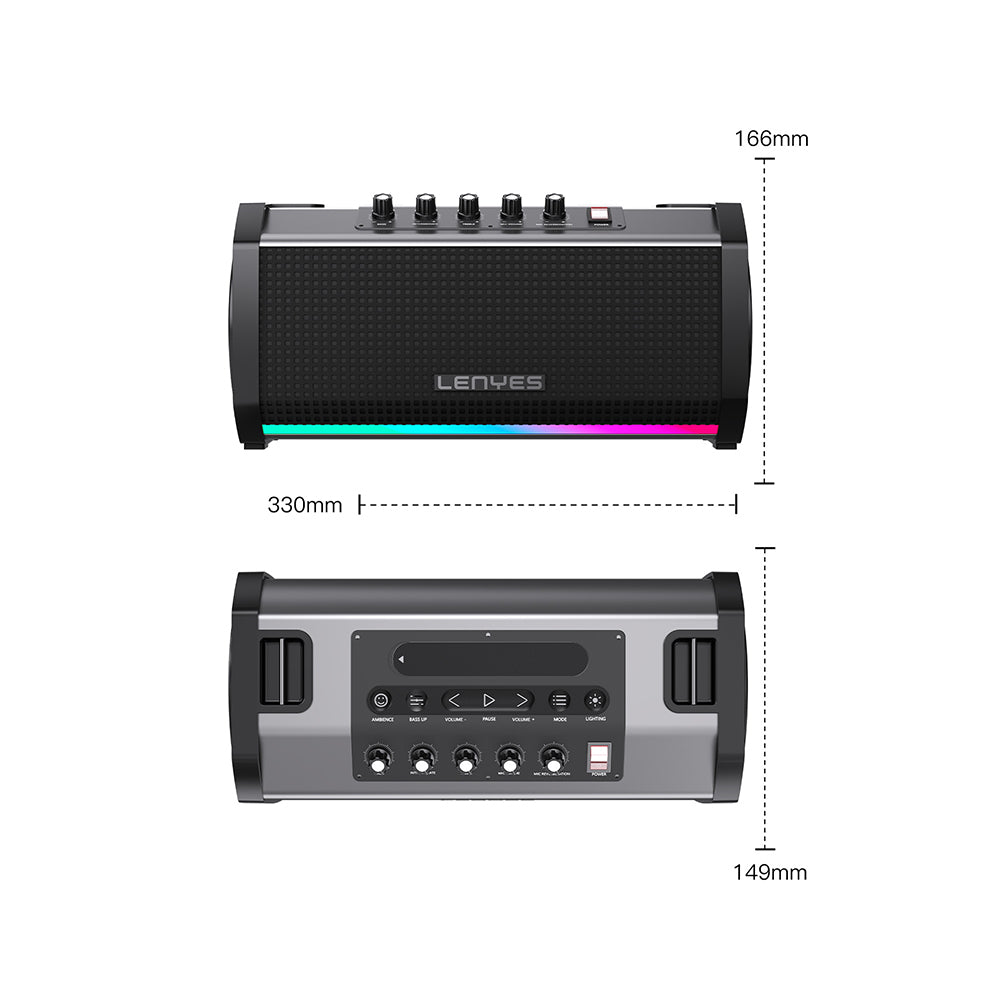 Lenyes S863 RGB Led Işıklı Mikrofonlu TWS Bluetooth Speaker Hoparlör v5.3 Siyah
