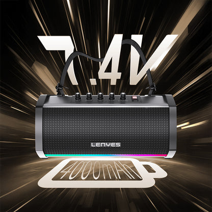 Lenyes S863 RGB Led Işıklı Mikrofonlu TWS Bluetooth Speaker Hoparlör v5.3 Siyah