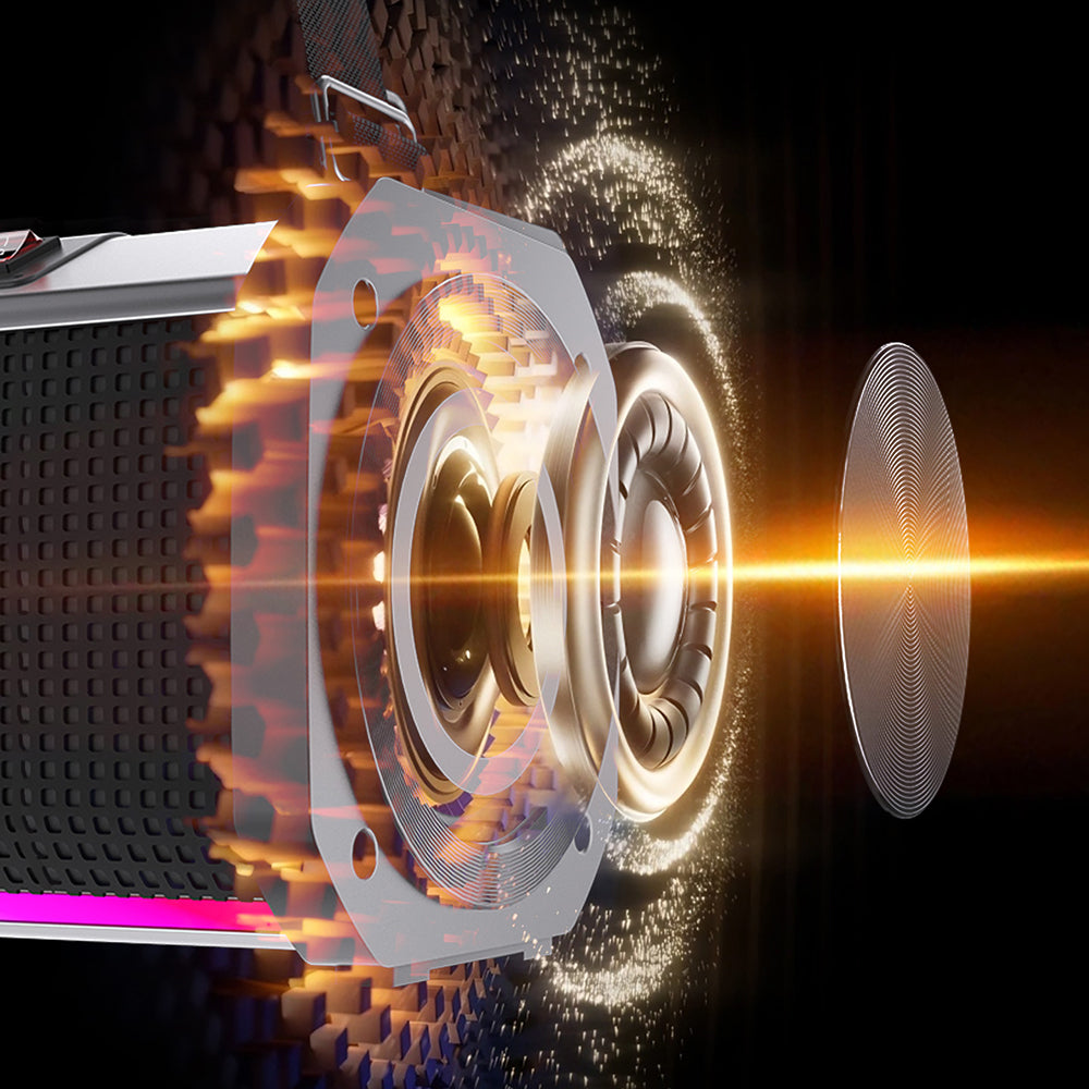 Lenyes S863 RGB Led Işıklı Mikrofonlu TWS Bluetooth Speaker Hoparlör v5.3 Siyah