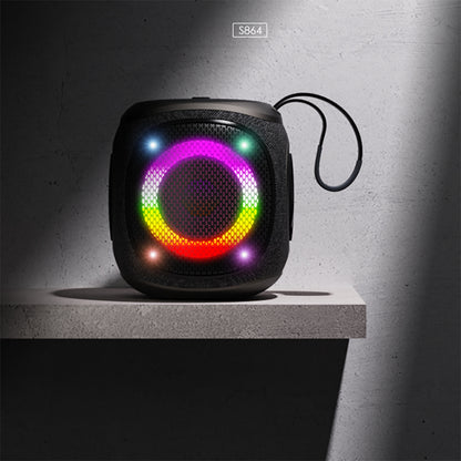 Lenyes S864 RGB Işıklı Taşınabilir TWS Bluetooth Speaker Hoparlör v5.3 Siyah