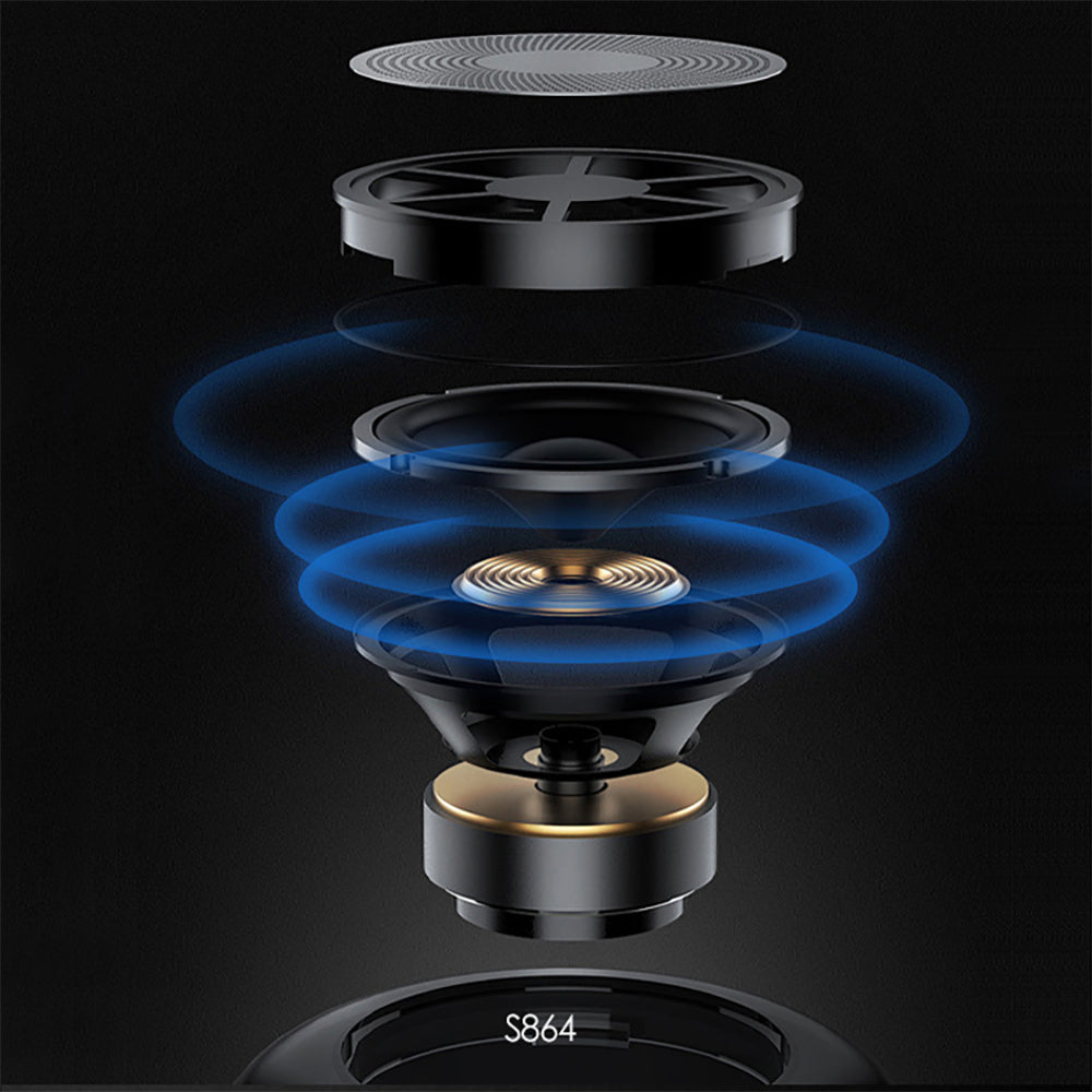 Lenyes S864 RGB Işıklı Taşınabilir TWS Bluetooth Speaker Hoparlör v5.3 Siyah