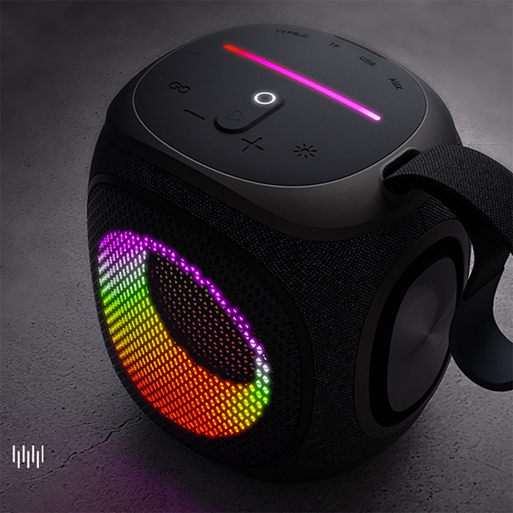 Lenyes S864 RGB Işıklı Taşınabilir TWS Bluetooth Speaker Hoparlör v5.3 Siyah