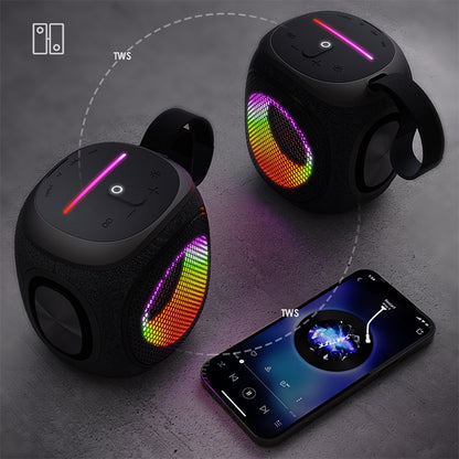 Lenyes S864 RGB Işıklı Taşınabilir TWS Bluetooth Speaker Hoparlör v5.3 Siyah