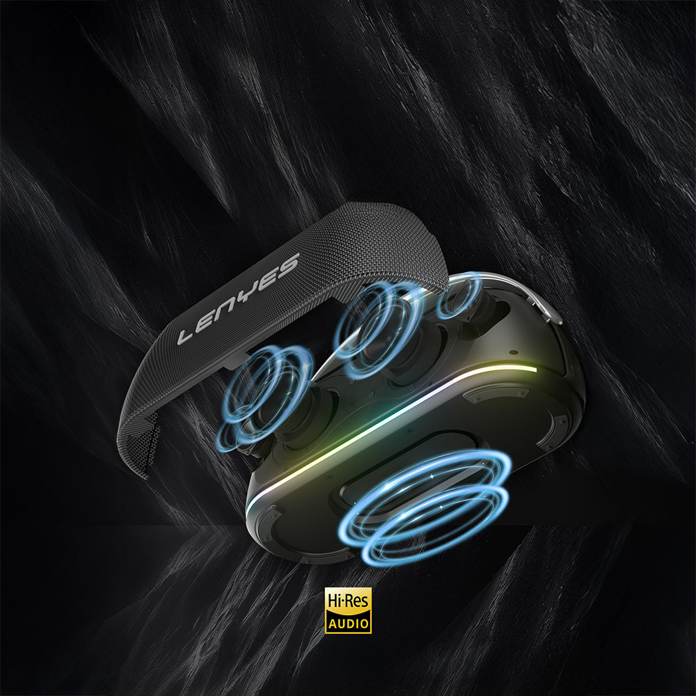 Lenyes S869 RGB Işıklı Çift Mikrofonlu Taşınabilir Bluetooth Hoparlör v5.3 Siyah