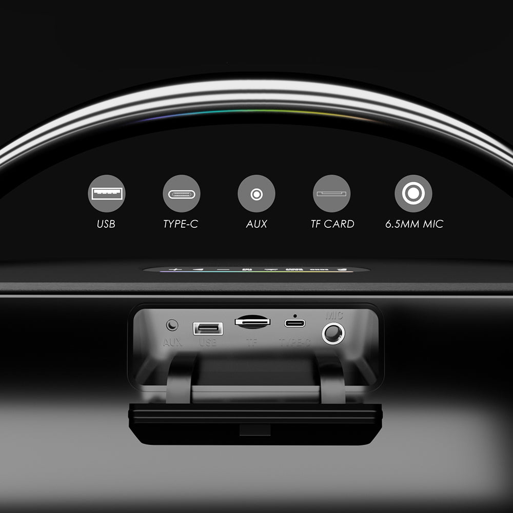 Lenyes S869 RGB Işıklı Çift Mikrofonlu Taşınabilir Bluetooth Hoparlör v5.3 Siyah