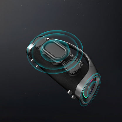 Lenyes S873 RGB Işıklı Taşınabilir Kumandalı&Mikrofonlu TWS Bluetooth Speaker Hoparlör v5.3 Siyah