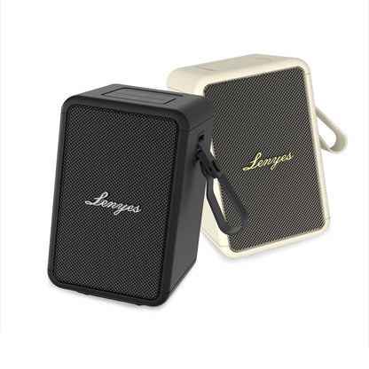 Lenyes S874 Su Geçirmez Özellikli RGB Işıklı Askılı Taşınabilir TWS Bluetooth Hoparlör v5.3 Bej