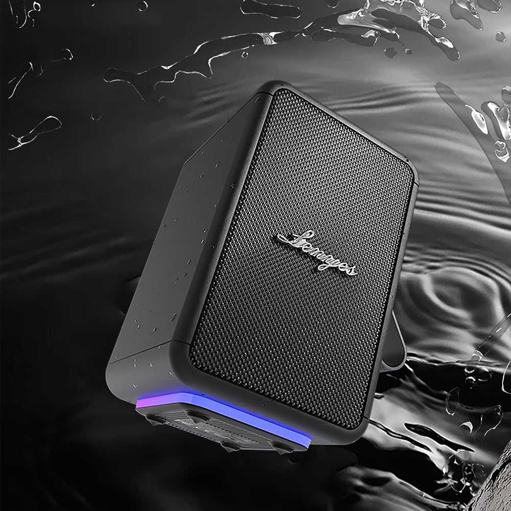 Lenyes S874 Su Geçirmez Özellikli RGB Işıklı Askılı Taşınabilir TWS Bluetooth Hoparlör v5.3 Siyah