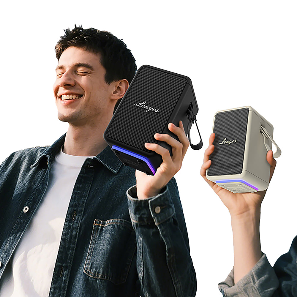 Lenyes S874 Su Geçirmez Özellikli RGB Işıklı Askılı Taşınabilir TWS Bluetooth Hoparlör v5.3 Siyah