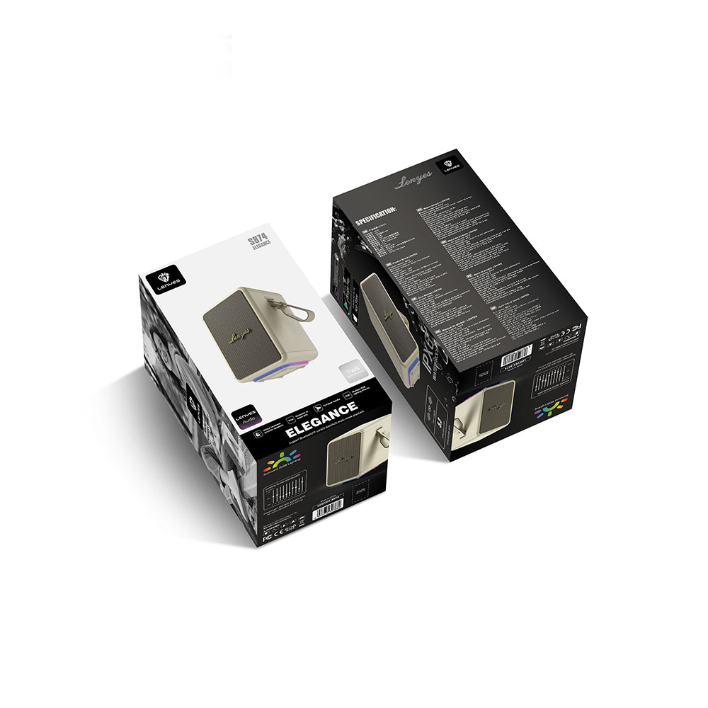 Lenyes S874 Su Geçirmez Özellikli RGB Işıklı Askılı Taşınabilir TWS Bluetooth Hoparlör v5.3 Siyah