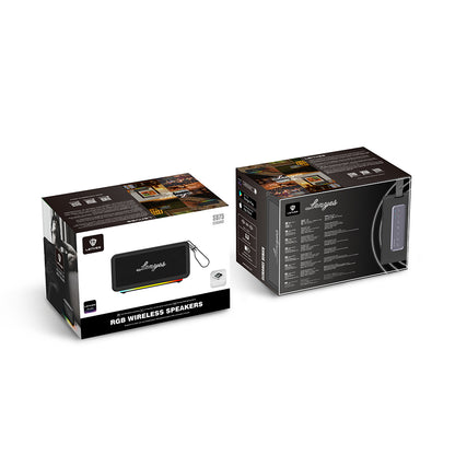 Lenyes S875 Elegance Serisi RGB Işıklı Taşınabilir Su Geçirmez TWS Bluetooth Hoparlör v5.3 40W Siyah