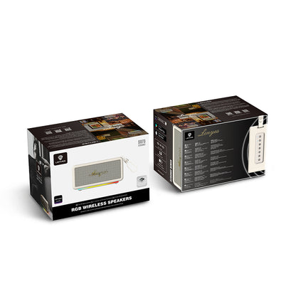 Lenyes S875 Elegance Serisi RGB Işıklı Taşınabilir Su Geçirmez TWS Bluetooth Hoparlör v5.3 40W Siyah