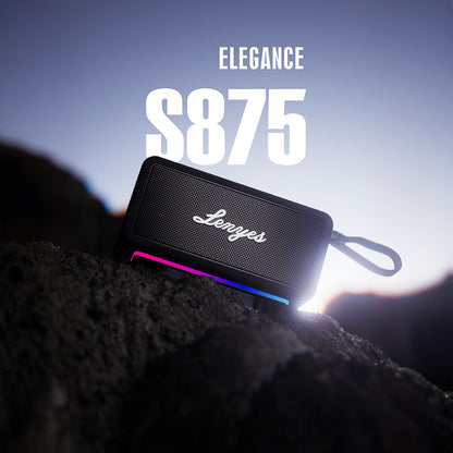 Lenyes S875 Elegance Serisi RGB Işıklı Taşınabilir Su Geçirmez TWS Bluetooth Hoparlör v5.3 40W Siyah