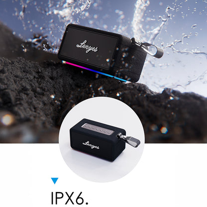 Lenyes S875 Elegance Serisi RGB Işıklı Taşınabilir Su Geçirmez TWS Bluetooth Hoparlör v5.3 40W Bej