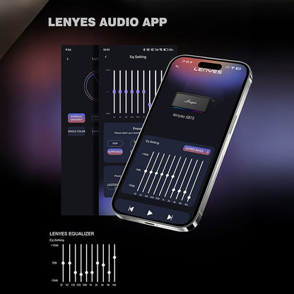 Lenyes S875 Elegance Serisi RGB Işıklı Taşınabilir Su Geçirmez TWS Bluetooth Hoparlör v5.3 40W Siyah