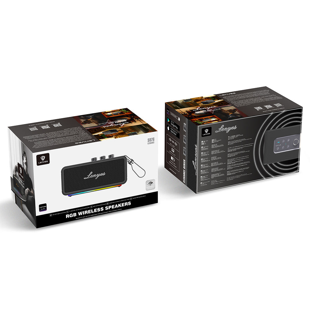 Lenyes S876 Supreme Serisi RGB Işıklı Taşınabilir Su Geçirmez TWS Bluetooth Hoparlör v5.3 45W Bej