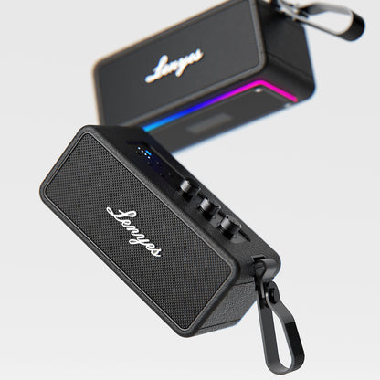 Lenyes S876 Supreme Serisi RGB Işıklı Taşınabilir Su Geçirmez TWS Bluetooth Hoparlör v5.3 45W Siyah