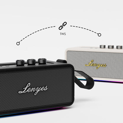Lenyes S876 Supreme Serisi RGB Işıklı Taşınabilir Su Geçirmez TWS Bluetooth Hoparlör v5.3 45W Siyah