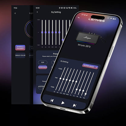 Lenyes S876 Supreme Serisi RGB Işıklı Taşınabilir Su Geçirmez TWS Bluetooth Hoparlör v5.3 45W Siyah