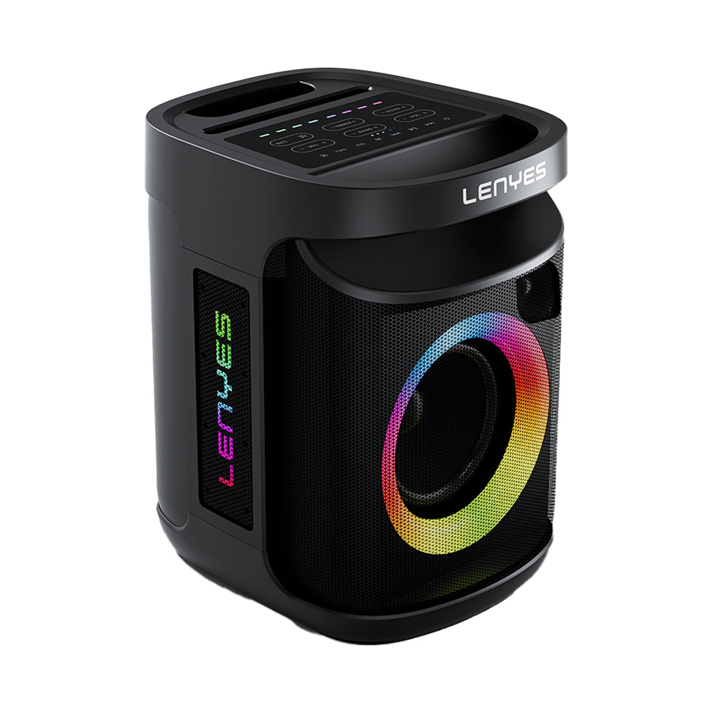 Lenyes S881 Su Geçirmez Mikrofonlu Çoklu Giriş RGB Işıklı TWS Karaoke FM Bluetooth Hoparlör v5.3 120W Siyah