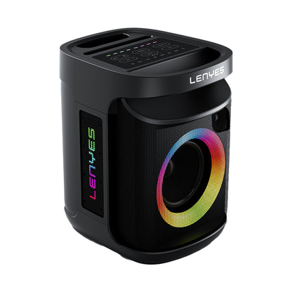 Lenyes S881 Su Geçirmez Mikrofonlu Çoklu Giriş RGB Işıklı TWS Karaoke FM Bluetooth Hoparlör v5.3 120W Siyah