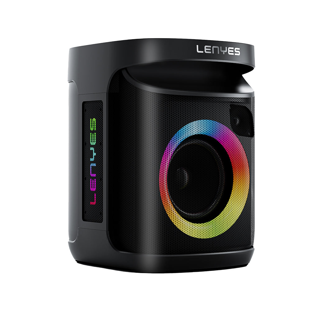 Lenyes S881 Su Geçirmez Mikrofonlu Çoklu Giriş RGB Işıklı TWS Karaoke FM Bluetooth Hoparlör v5.3 120W Siyah
