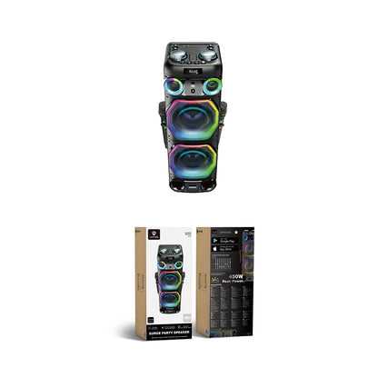 Lenyes S885 RGB Işıklı Çift Mikrofonlu Kablosuz TWS Bluetooth Speaker Hoparlör v5.3 Siyah