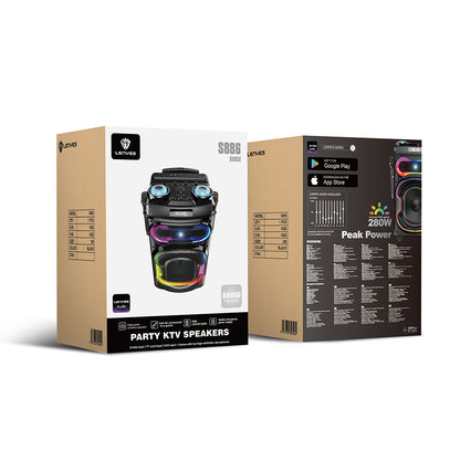 Lenyes S886 RGB Işıklı Çift Mikrofonlu Kablosuz TWS Bluetooth Speaker Hoparlör v5.3 Siyah