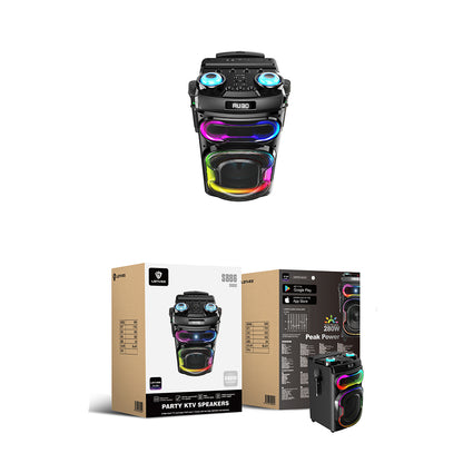 Lenyes S886 RGB Işıklı Çift Mikrofonlu Kablosuz TWS Bluetooth Speaker Hoparlör v5.3 Siyah