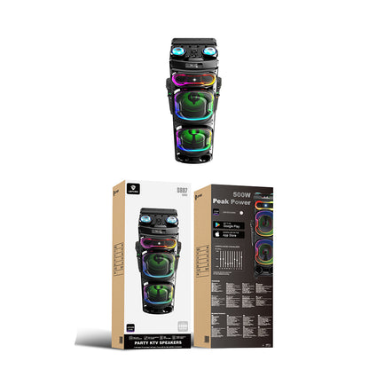 Lenyes S887 RGB Işıklı Çift Mikrofonlu Kablosuz TWS Bluetooth Speaker Hoparlör v5.3 Siyah