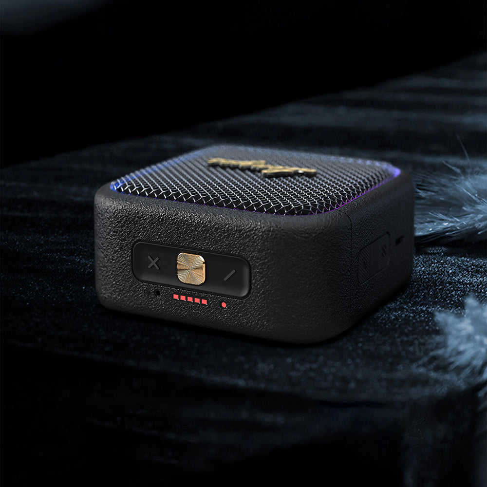 Lenyes S890 Su Geçirmez Özellikli RGB Işıklı Askılı Mini OTG-TWS Bluetooth Hoparlör v5.3 Bej