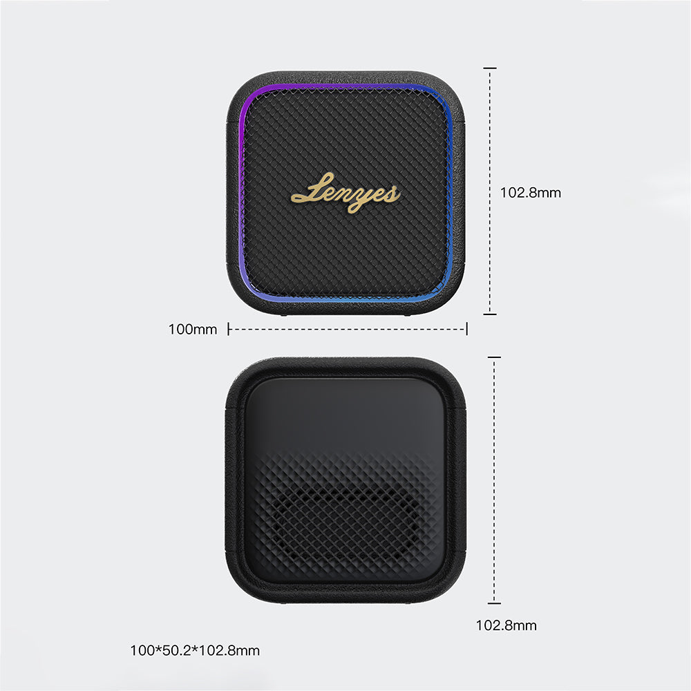 Lenyes S890 Su Geçirmez Özellikli RGB Işıklı Askılı Mini OTG-TWS Bluetooth Hoparlör v5.3 Siyah